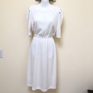 VTG Sweater Secretary Dress CREAM w pearls SOLD